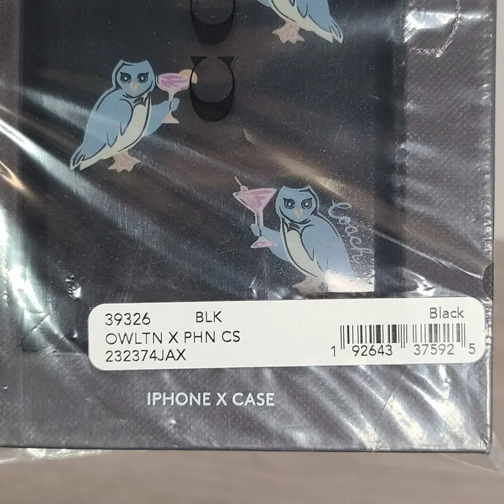 Coach‎ iPhone X & XS Glittery Black Case Owl Cocktail Party NWT